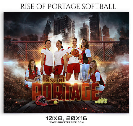 Rise Of Portage Softball Themed Sports Photography Template - Photography Photoshop Template