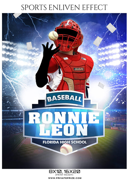 RONNIE LEON BASEBALL SPORTS ENLIVEN EFFECT - Photography Photoshop Template