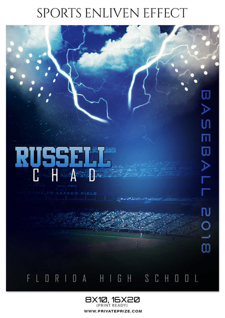 RUSSELL CHED-BASEBALL- SPORTS ENLIVEN EFFECT - Photography Photoshop Template