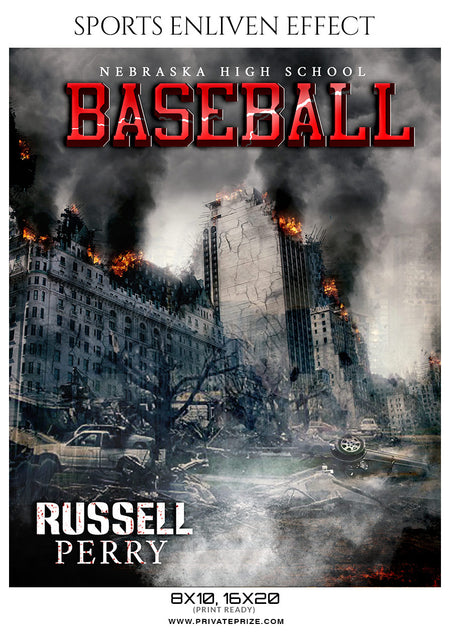 Russell Perry - Baseball Sports Enliven Effects Photoshop Template - Photography Photoshop Template