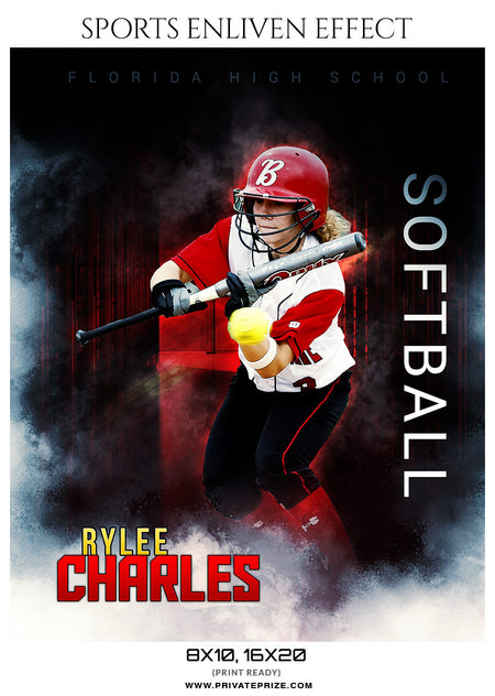 RYLEE CHARLES SOFTBALL- SPORTS ENLIVEN EFFECT - Photography Photoshop Template