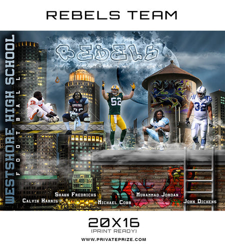 Rebel Themed Sports Template - Photography Photoshop Template