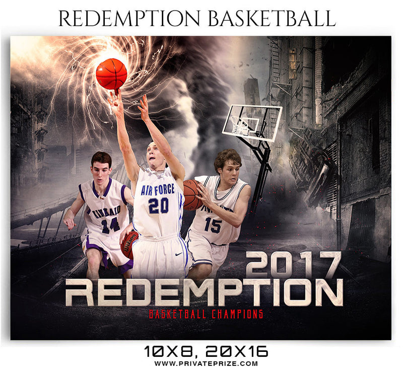 Redemption Basketball Themed Sports Photography Template - Photography Photoshop Template