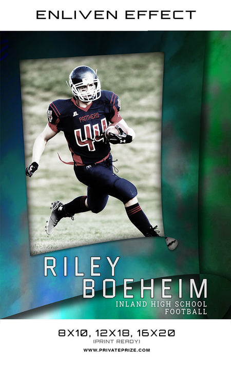 Riley Inland High School Football Sports Template -  Enliven Effects - Photography Photoshop Template