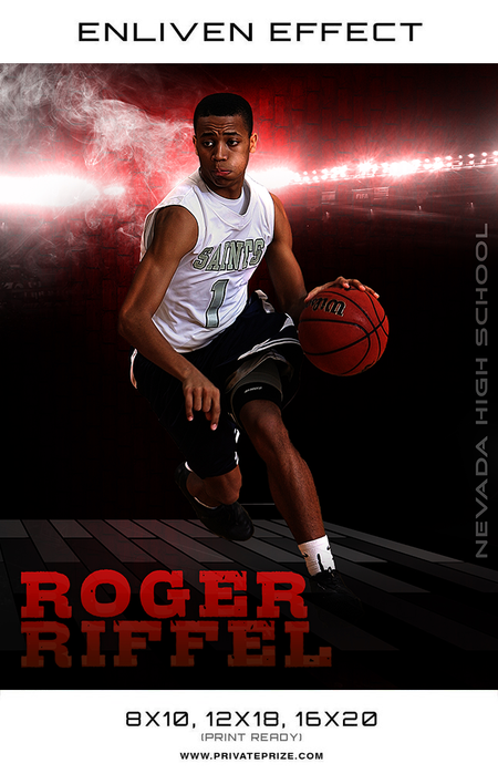 Roger Nevada High School Basketball Sports Template -  Enliven Effects - Photography Photoshop Template