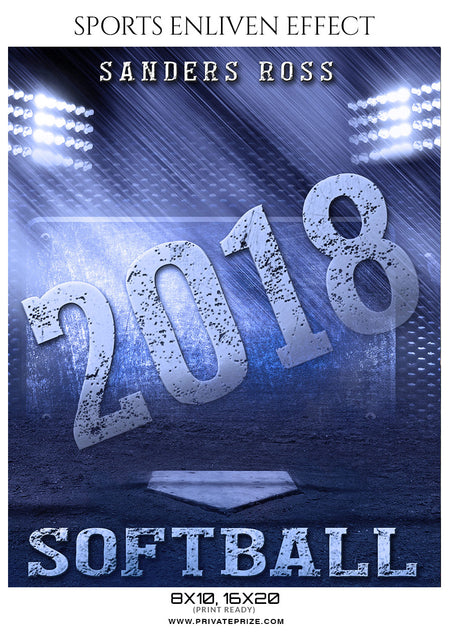 Sanders Ross - Softball Sports Enliven Effects Photoshop Template - Photography Photoshop Template
