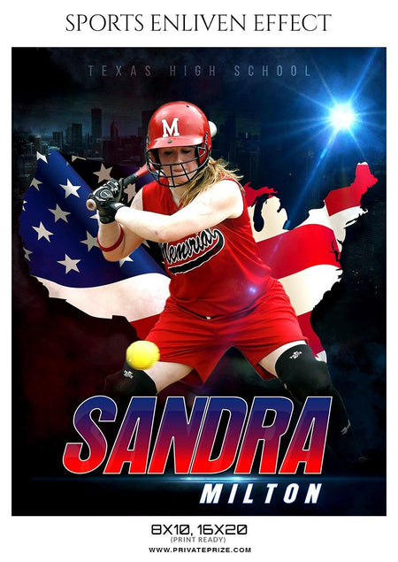 Sandra Milton - Softball Sports Enliven Effect Photography template - PrivatePrize - Photography Templates