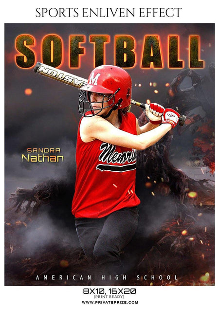 Sandra Nathan - Softball Sports Enliven Effect Photography template - PrivatePrize - Photography Templates