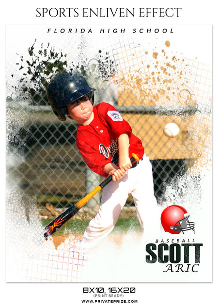 SCOTT ARIC BASEBALL- SPORTS ENLIVEN EFFECT - Photography Photoshop Template