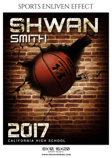 SHAWN SMITH BASKETBALL-SPORTS ENLIVEN EFFECT - Photography Photoshop Template