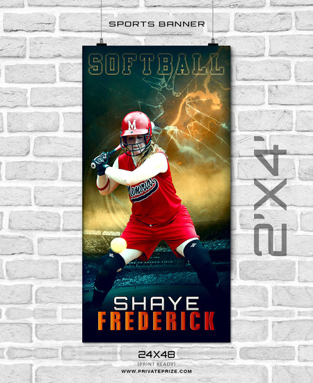Shaye frederick - Softball Enliven Effects Sports Banner Photoshop Template - Photography Photoshop Template