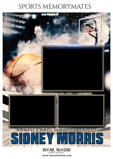 Sidney Morris Basketball Sports Memory Mates Photoshop Template - Photography Photoshop Template