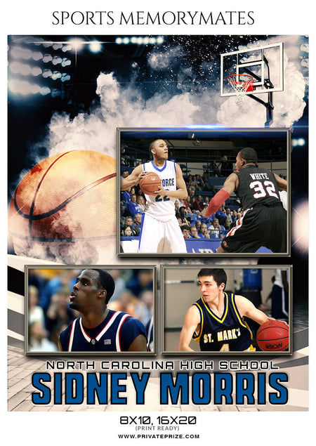 Sidney Morris Basketball Sports Memory Mates Photoshop Template - Photography Photoshop Template