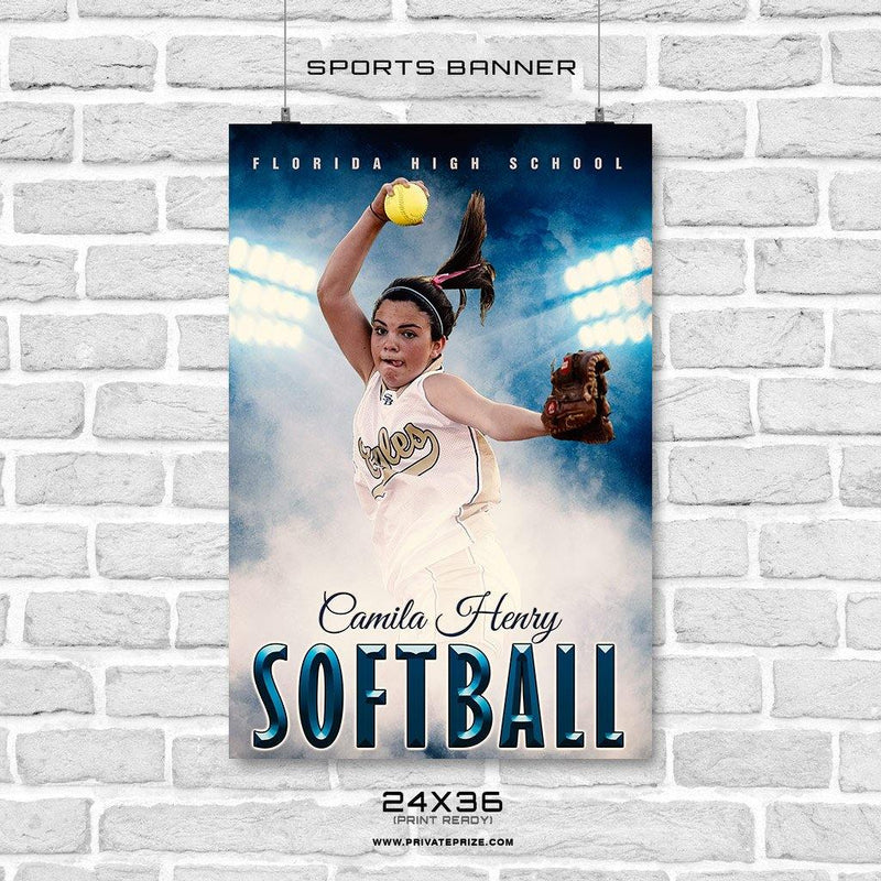 Softball Enliven Effects Sports Banner Photoshop Template - PrivatePrize - Photography Templates