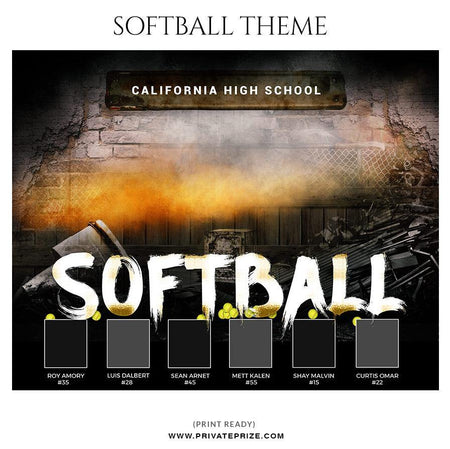 Softball Themed Sports Photography Template - PrivatePrize - Photography Templates