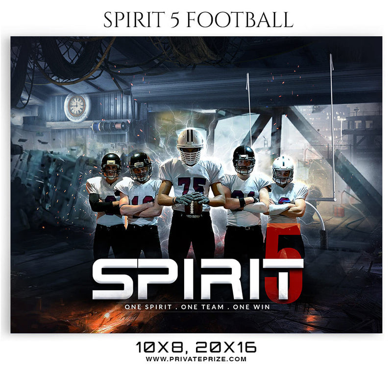 Spirit 5  Football 2018 Themed Sports Photography Template - Photography Photoshop Template