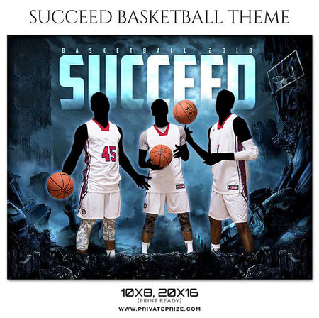 Succeed - Basketball Theme Sports Photography Template - Photography Photoshop Template