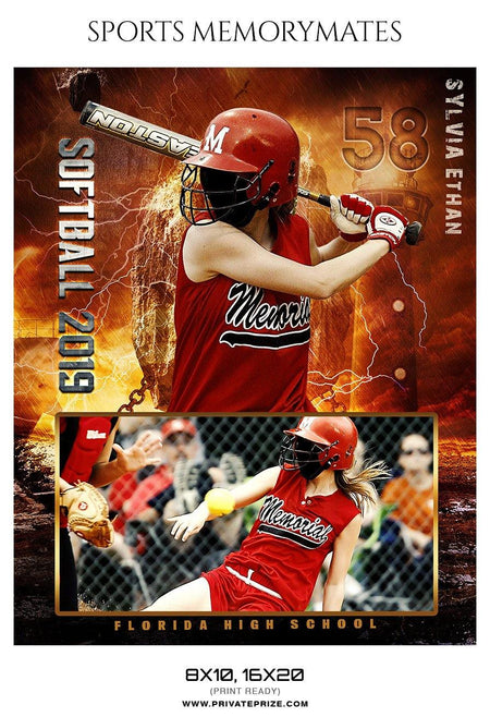 Sylvia Ethan - Softball Sports Memory Mates Photography Template - PrivatePrize - Photography Templates