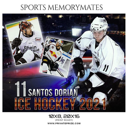 Santos Dorian - Ice Hockey Memory Mate Photoshop Template - PrivatePrize - Photography Templates