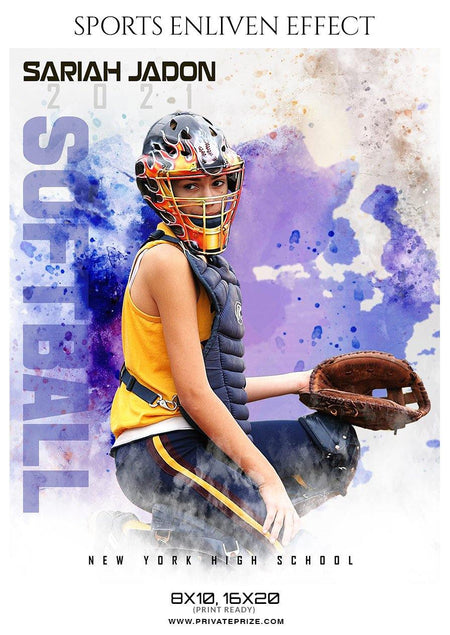 Sariah Jadon - Softball Sports Enliven Effect Photography template - PrivatePrize - Photography Templates