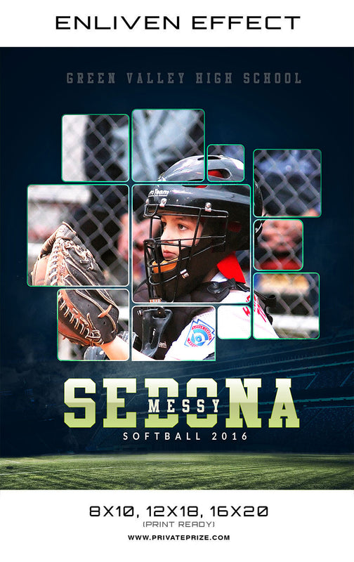 Sedona Green Valley High School Sports Template -  Enliven Effects - Photography Photoshop Template