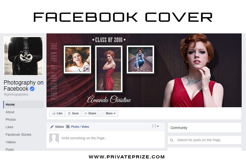 Facebook Timeline Cover Senior Photography By John - Photography Photoshop Template