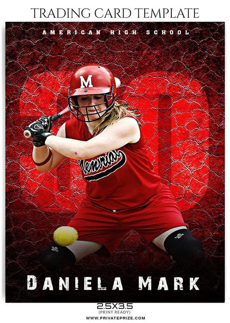 Trading Card Softball Sports Photoshop Template - PrivatePrize - Photography Templates