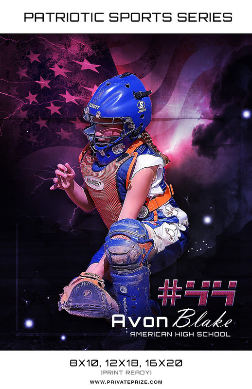 Softball - Sports Patriotic Series - Photography Photoshop Template
