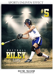 Riley Softball Sports Enliven Effects Photography Template