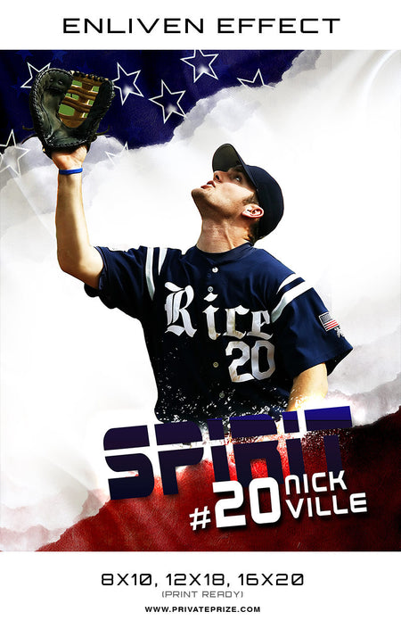 Spirit Baseball Sports Template -  Enliven Effects - Photography Photoshop Template