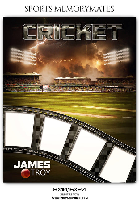 JAMES TROY  - CRICKET SPORTS MEMORY MATE - Photography Photoshop Template