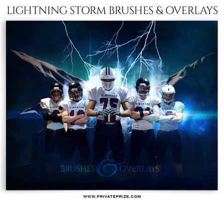Lightning Storm Brushes and Digital Overlays - Photography Photoshop Template