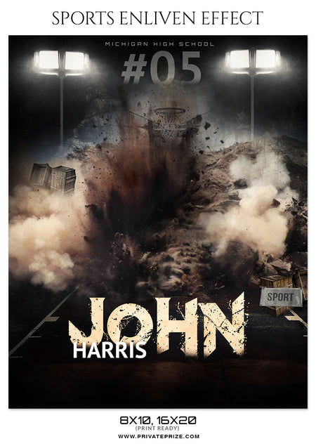 John Haris - Basketball Sports Enliven Effects Photography Template - Photography Photoshop Template