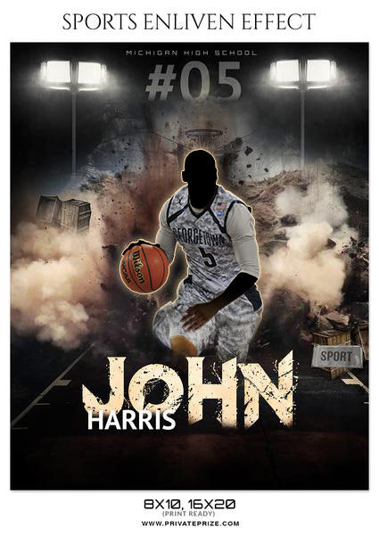 John Haris - Basketball Sports Enliven Effects Photography Template - Photography Photoshop Template