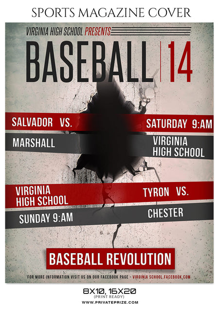Virginia High School Baseball - Sports Photography Magazine Cover - Photography Photoshop Template