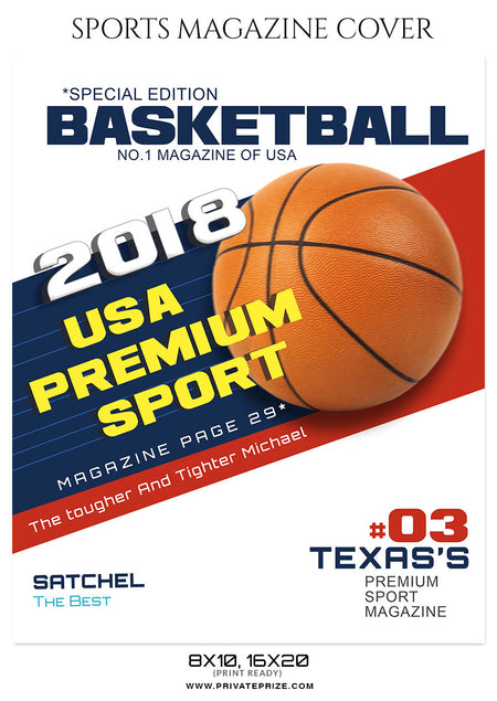 TEXAS - Basketball Sports Photography Magazine Cover - Photography Photoshop Template