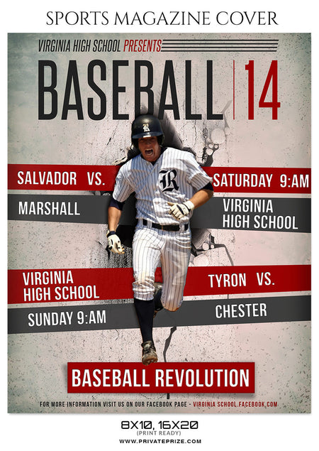 Virginia High School Baseball - Sports Photography Magazine Cover - Photography Photoshop Template