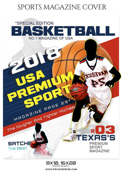 TEXAS - Basketball Sports Photography Magazine Cover - Photography Photoshop Template
