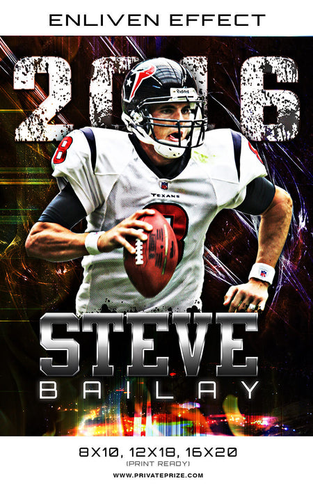 Steve Bailay Football Sports Template -  Enliven Effects - Photography Photoshop Template