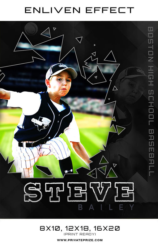 Steve Boston High School Baseball Sports Template -  Enliven Effects - Photography Photoshop Template