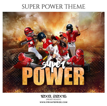 Super Power - Baseball Themed Sports Photography Template - PrivatePrize - Photography Templates