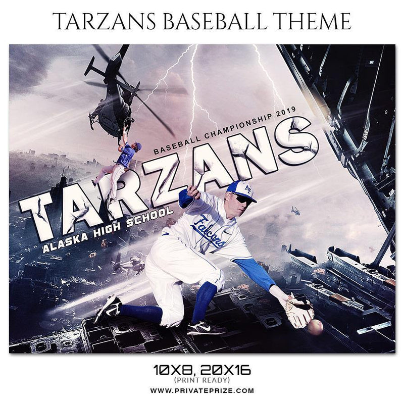 Tarzans - Baseball Themed Sports Photography Template - PrivatePrize - Photography Templates