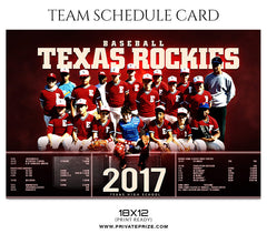 Texas Rockies Team Schedule Card