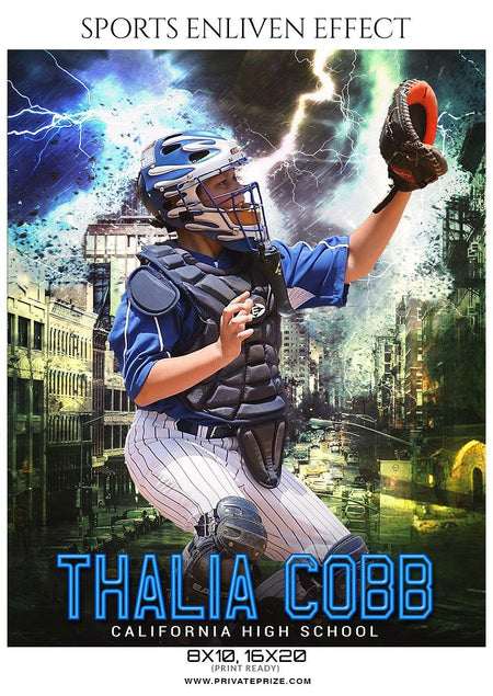 Thalia Cobb - Baseball Sports Enliven Effects Photography Template - PrivatePrize - Photography Templates