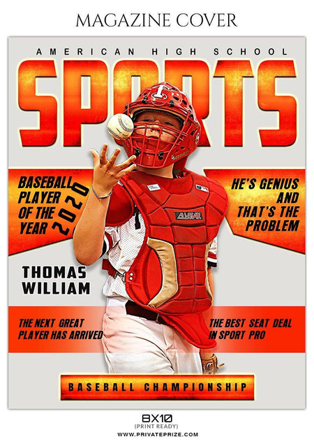 Baseball - Magazine Cover Sports Photography  templates - PrivatePrize - Photography Templates
