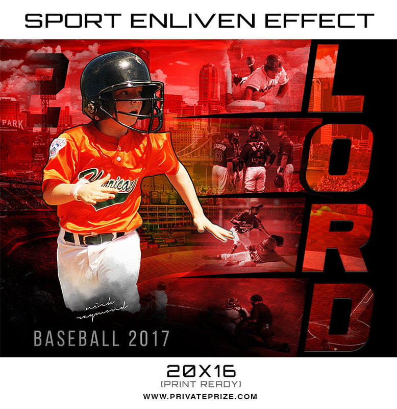 Lord Softball & Baseball 2017 Sports Photography Template -  Enliven Effects - Photography Photoshop Template