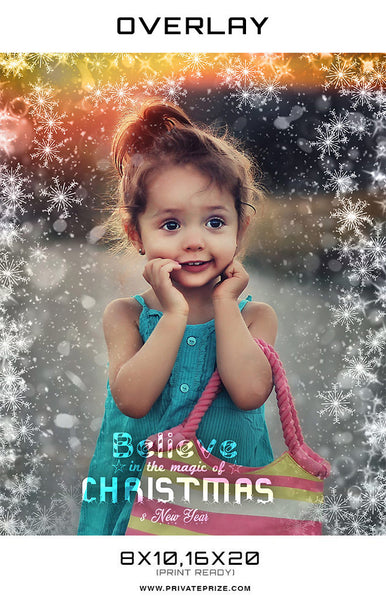 Believe in the Magic of Christmas Snowflake Overlay - Photography Photoshop Templates