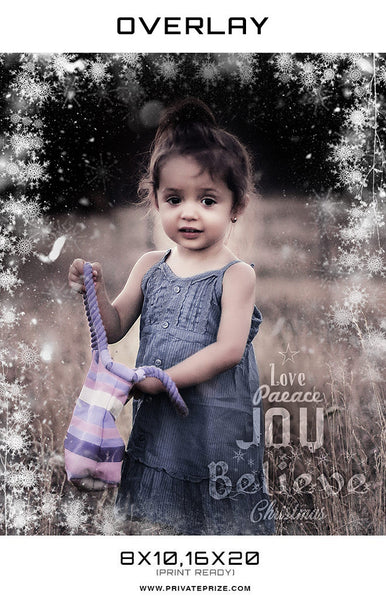 Love Peace Joy Christmas Snowflake Overlay - Photography Photoshop Template