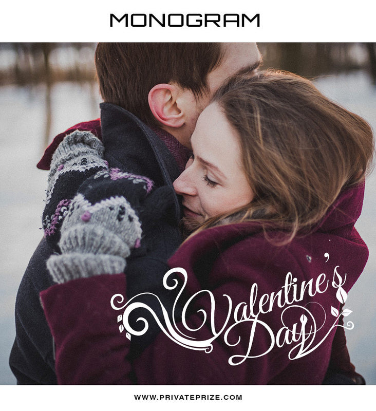 Valentine's Day- Love Monogram - Photography Photoshop Template