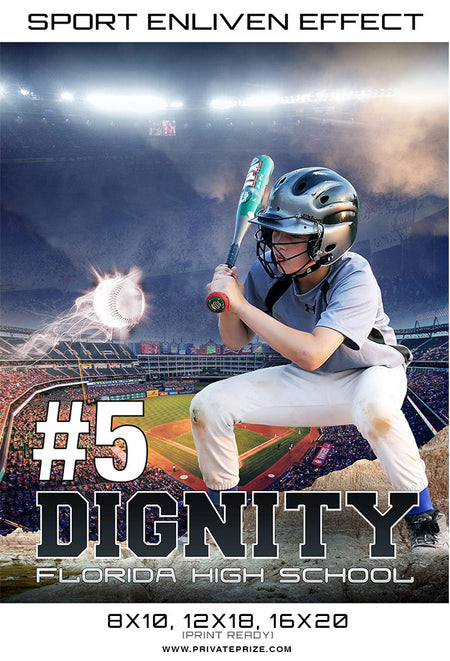 Dignity BaseBall 2017 Sports Photography Template -  Enliven Effects - Photography Photoshop Template